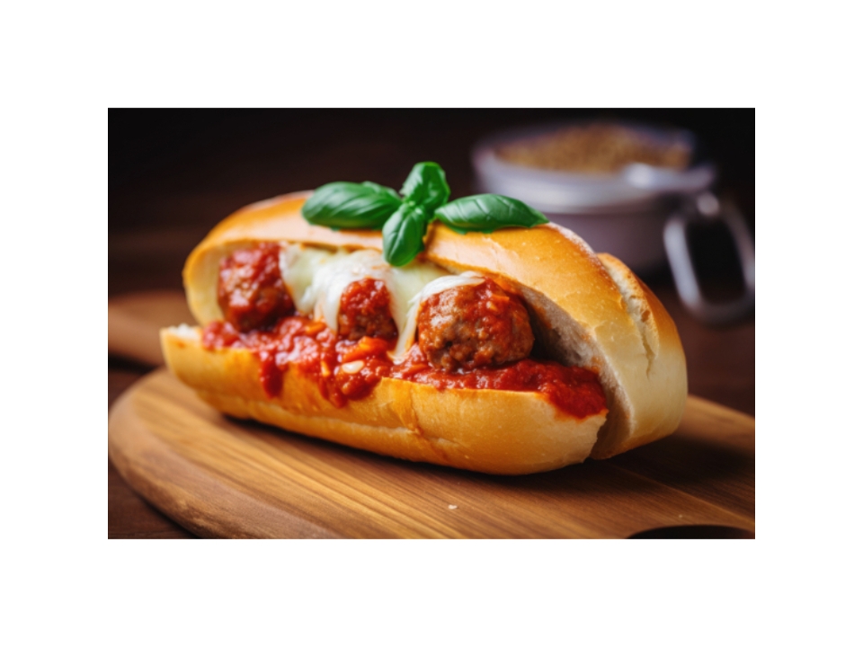Meatball Parmigiana Sandwich.