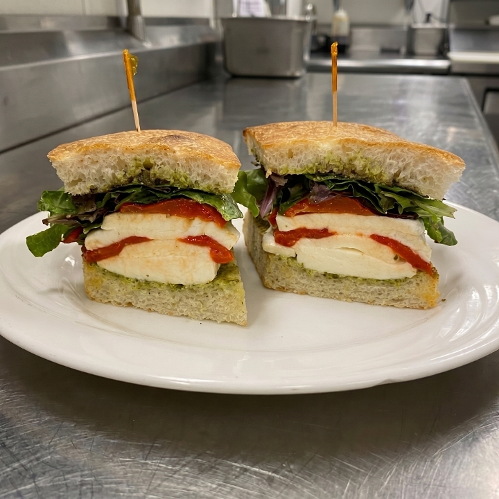 Vegetarian Pesto Caprese Focaccia.