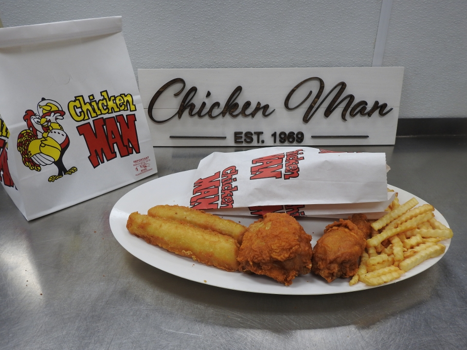 Chicken & Beer Battered Cod Bucket & Fries.