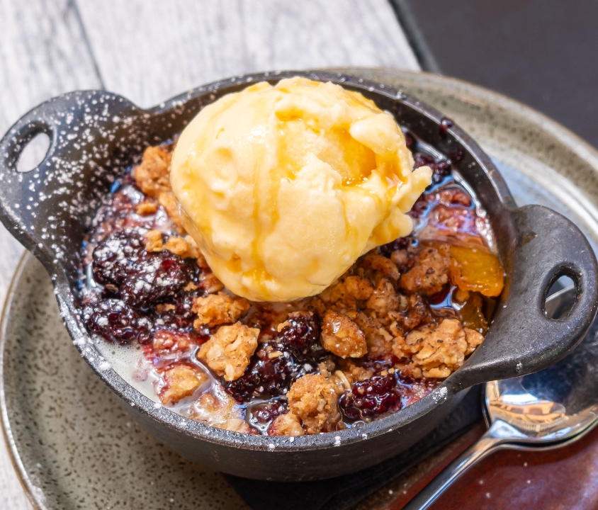 Brown Butter Blackberry Peach Crisp.