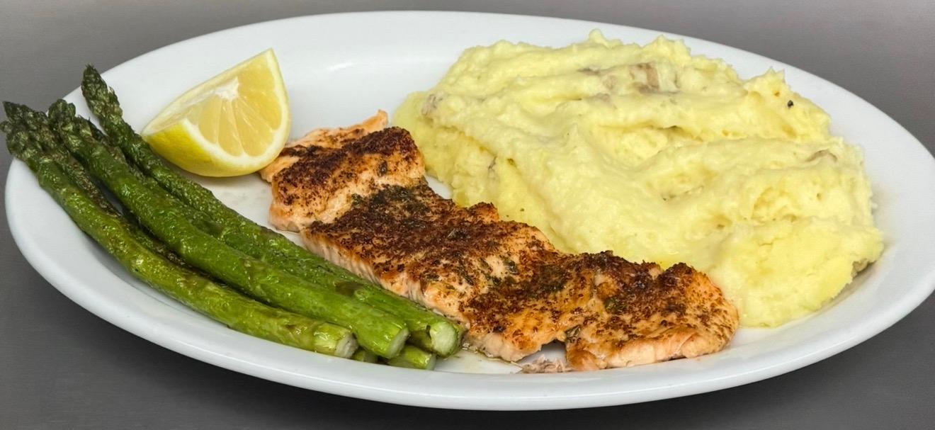 Grilled Salmon w/garlic butter.