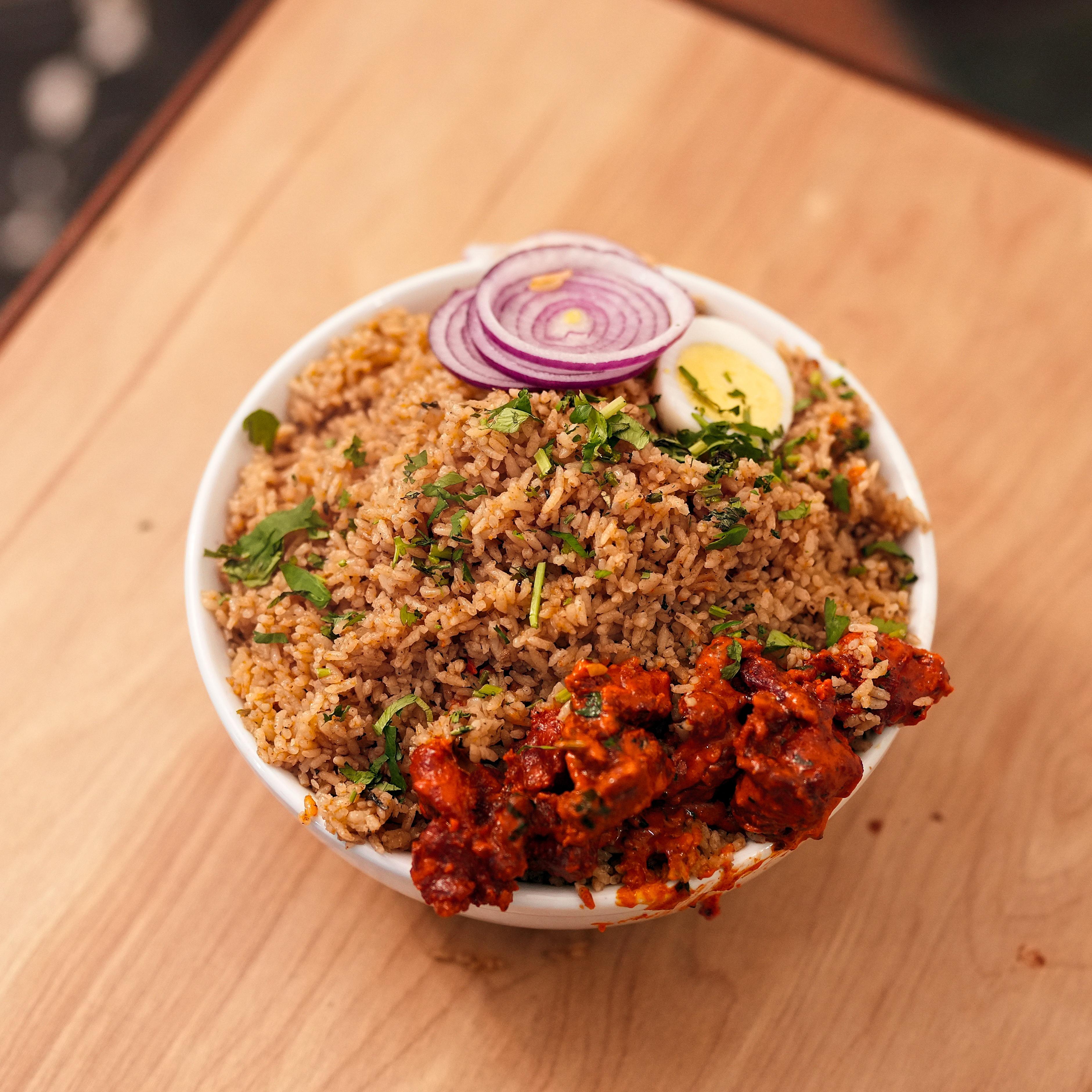 Dindigul Thalappakatti Chicken 65 Biryani.