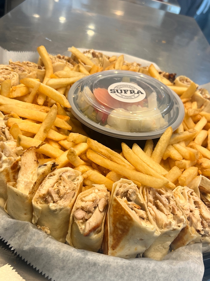 Chicken Shawarma Wrap Platter with Fries (serves 6-8).