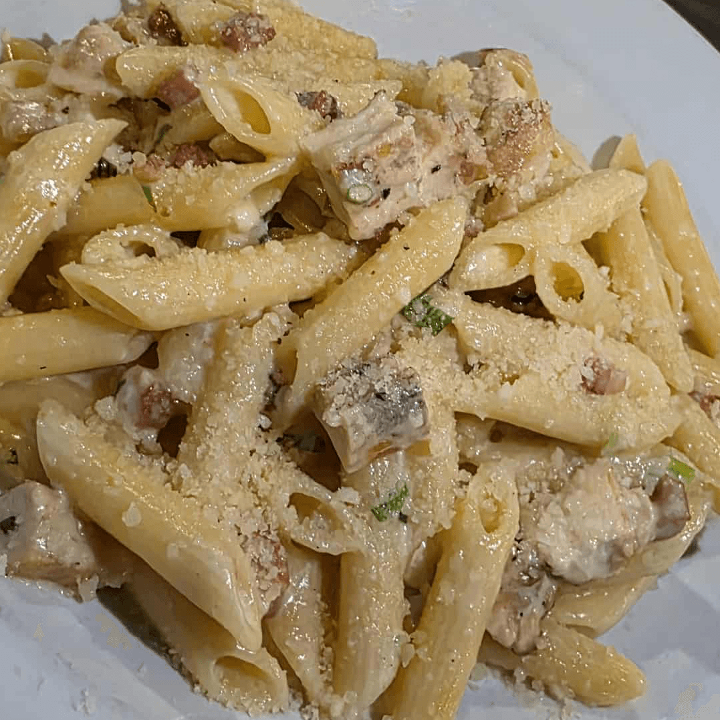 Grilled Chicken Carbonara.