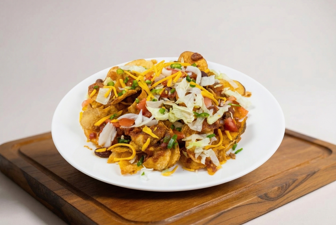 Fully Loaded Cheese Nachos.