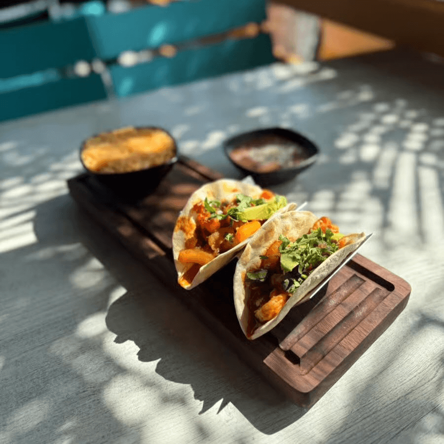 SHRIMP PINA TACOS.