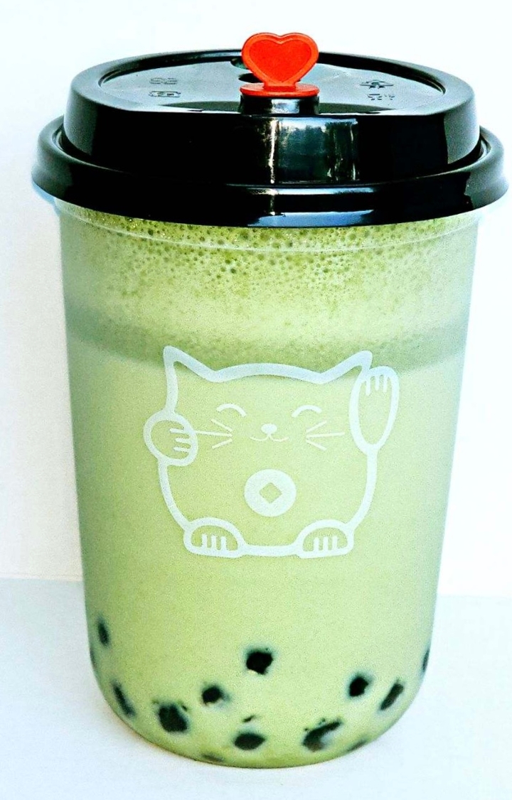 Hot Matcha Boba Tea.