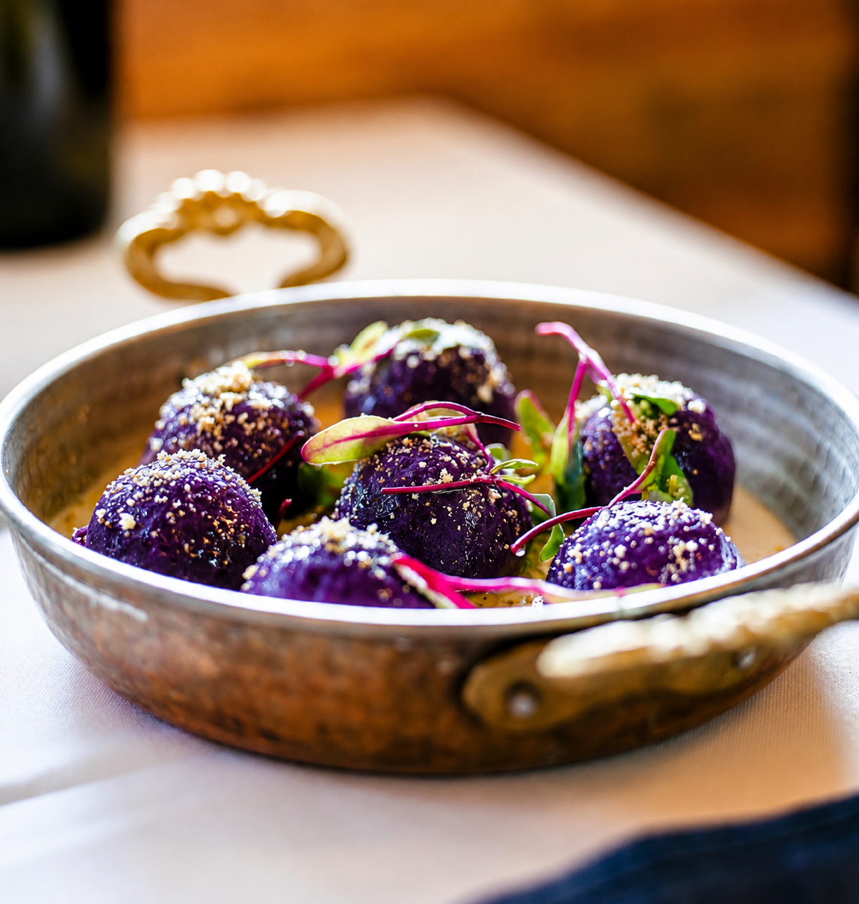 Purple Sweet Potato Stuffed Gnocchi.