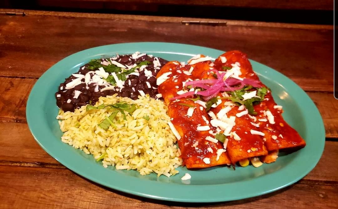 Chicken Enchiladas Rojas.