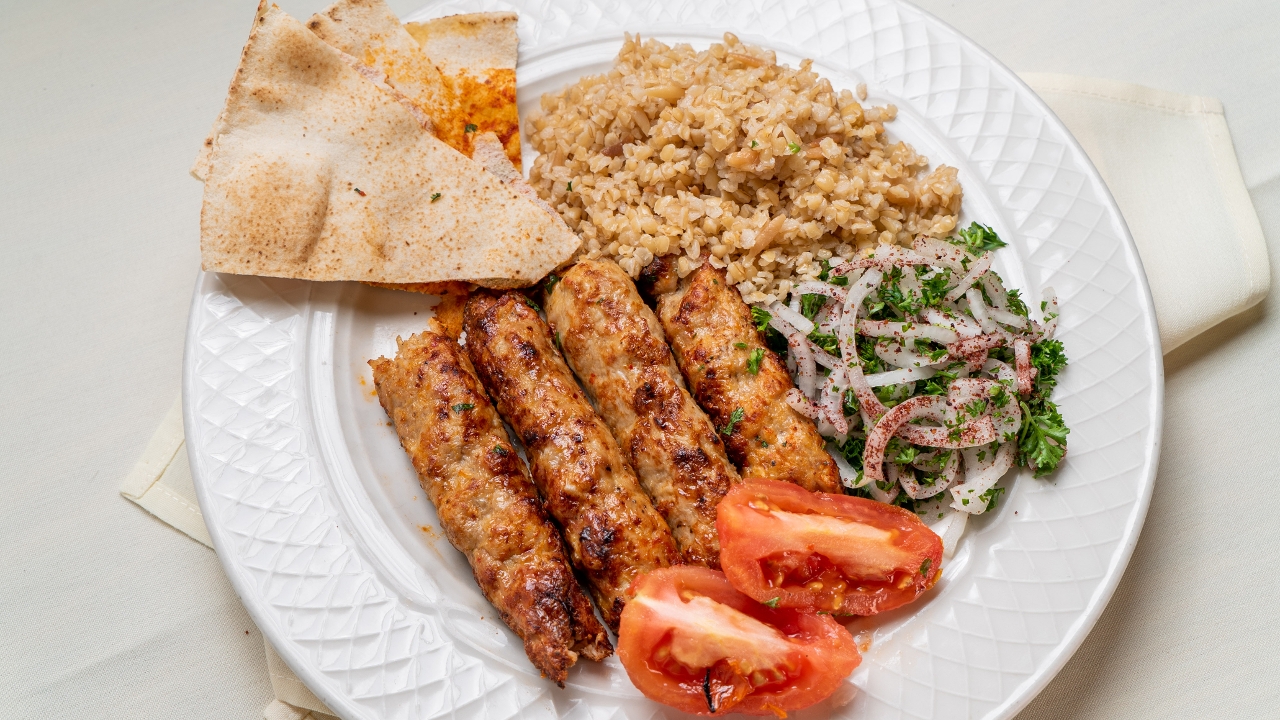 Chicken Lula Kebab (Kafta) Plate.