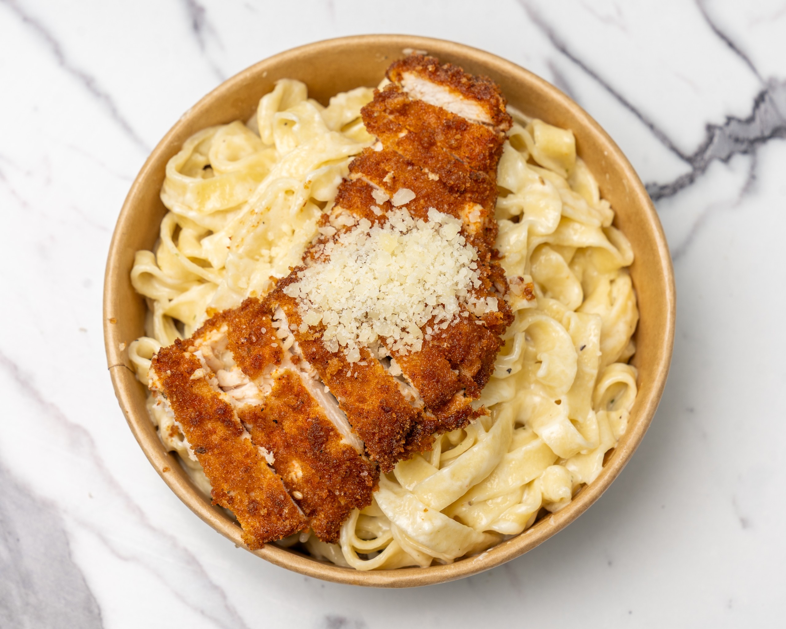 Pasta + Chicken Milanese.