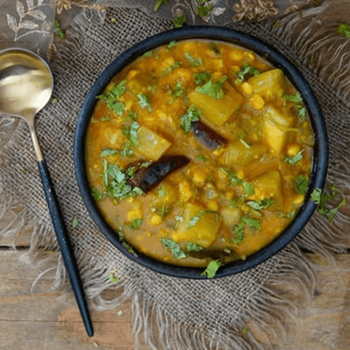 Lauki Chana Dal (Squash and Lentils).