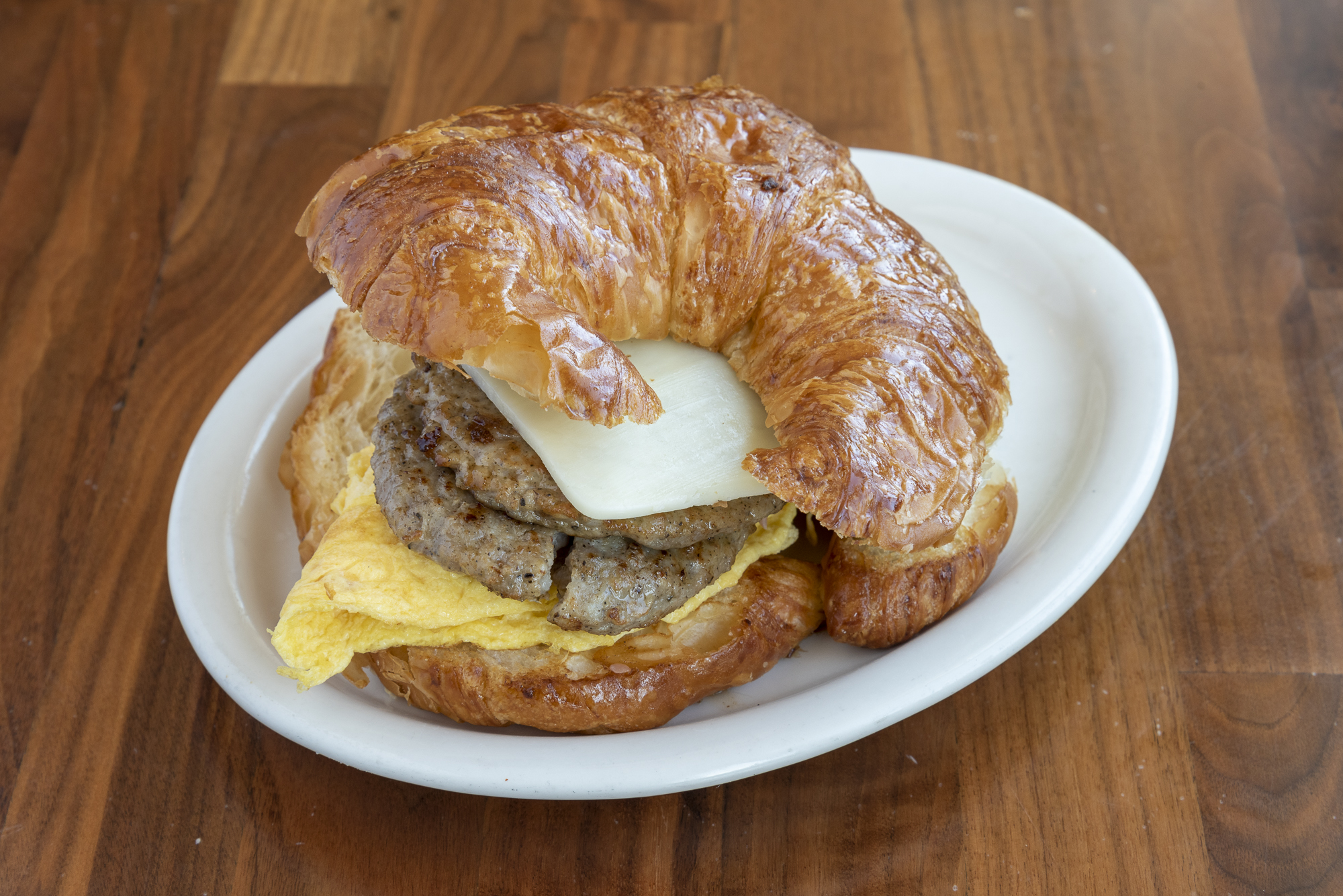 Turkey Sausage, Eggs & Jack Sandwich.