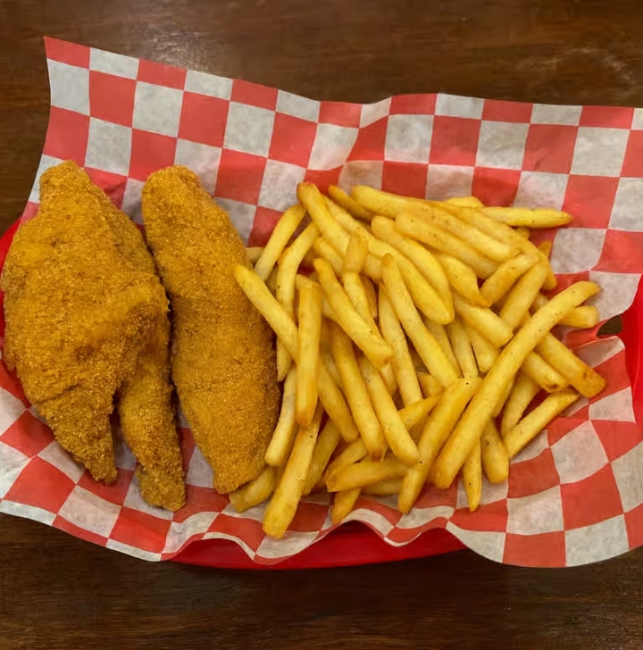 Fried Catfish Basket with Fries.