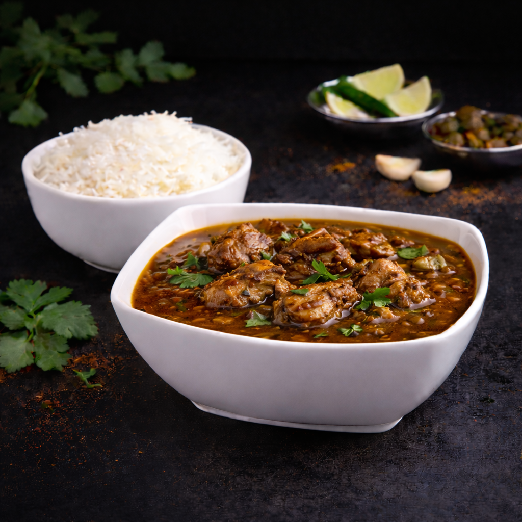 Ulavacharu Goat Curry (Horse Gram Goat Curry).