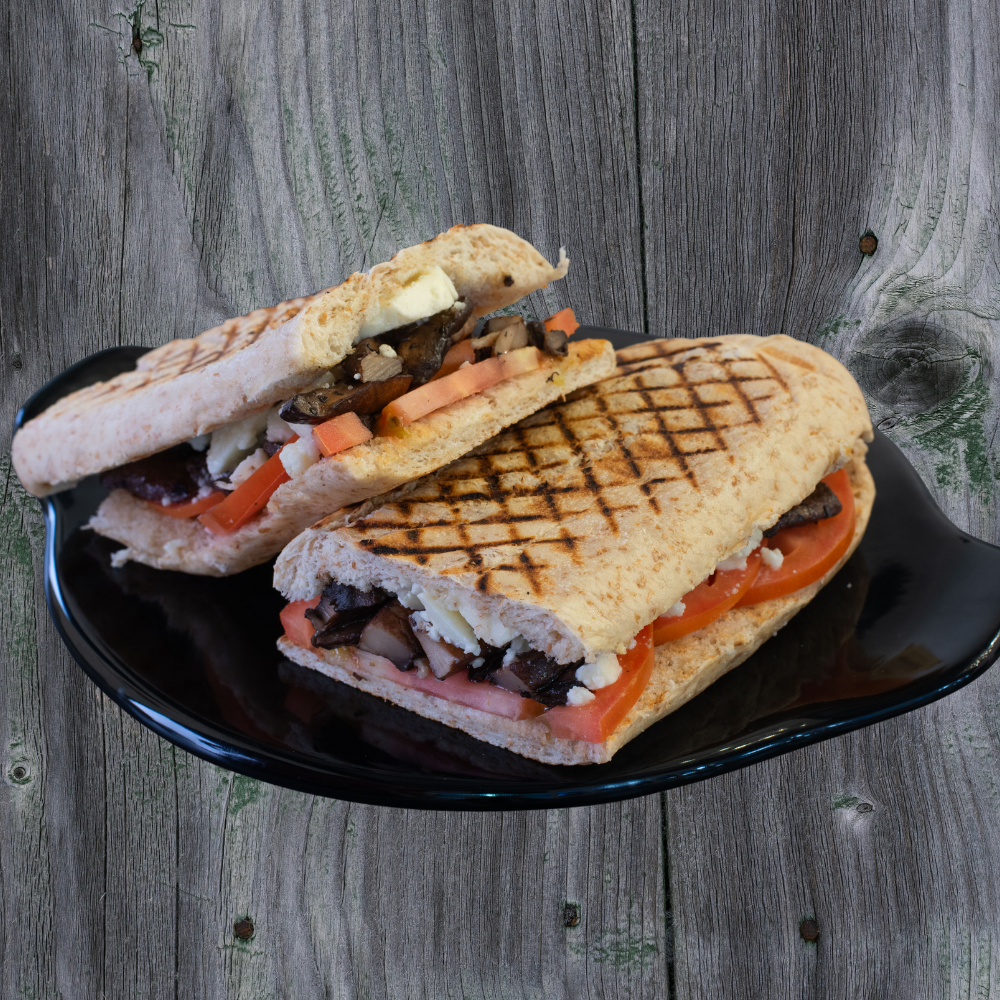 Portobello Panini tomatoes,feta,.