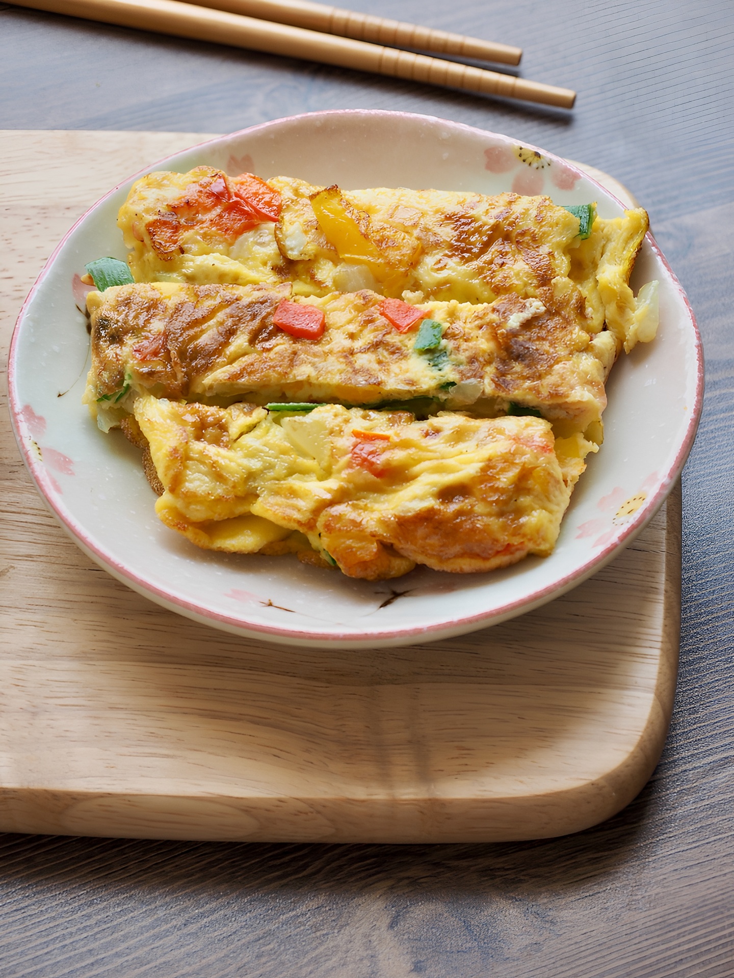 Onion and Peppers Omelette Breakfast.
