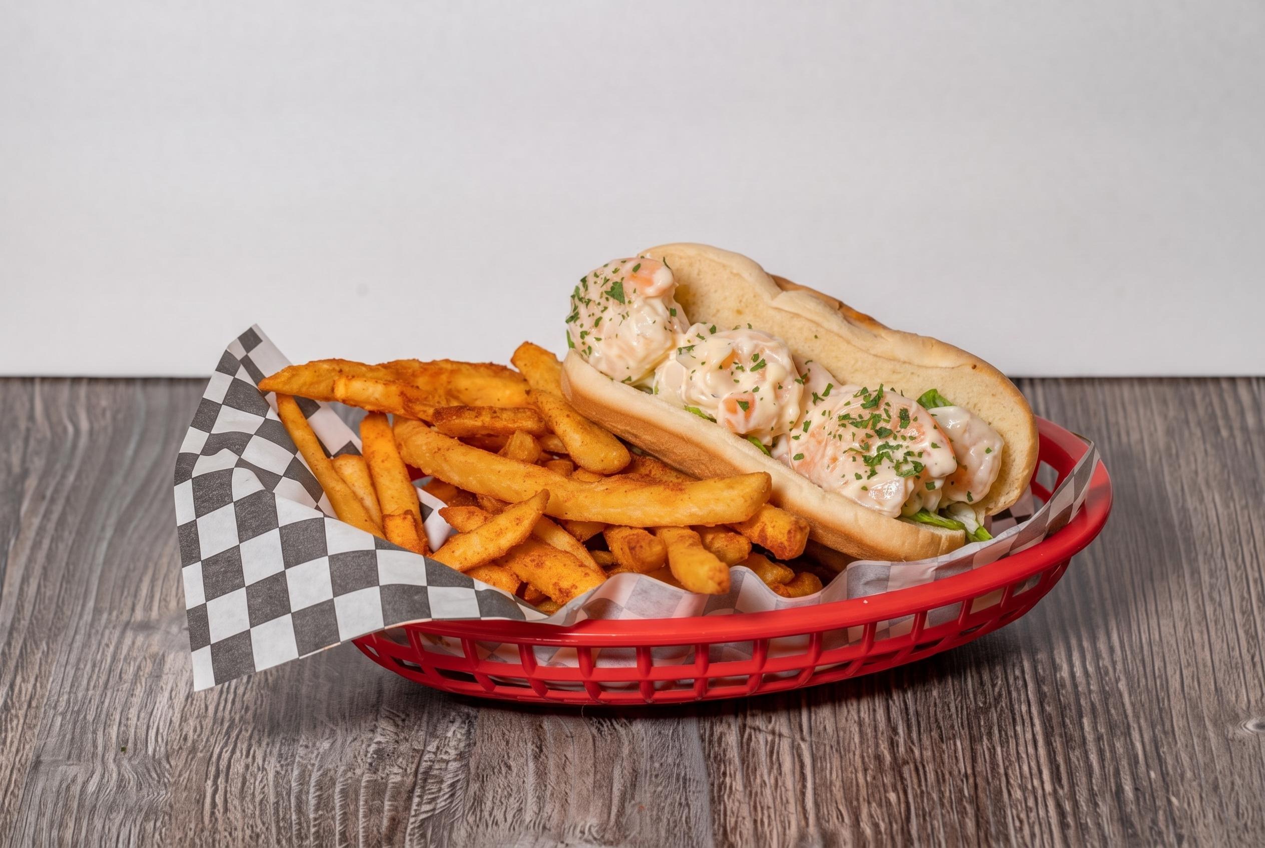 Chicken Caesar Roll & Fries.