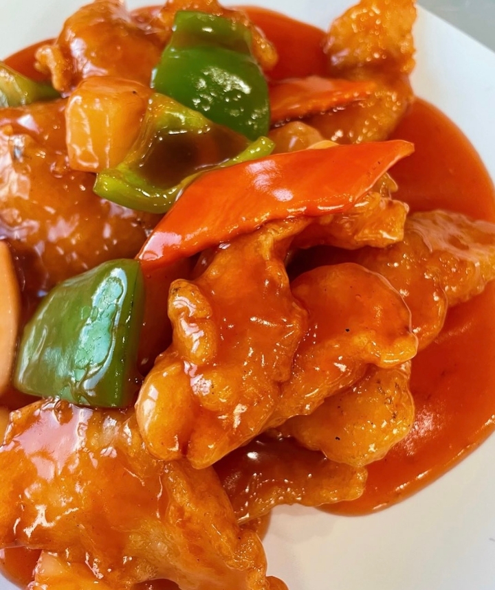 (LG) Hong Kong Style Chicken w. Sweet & Sour Sauce (大) 港式甜酸鸡.