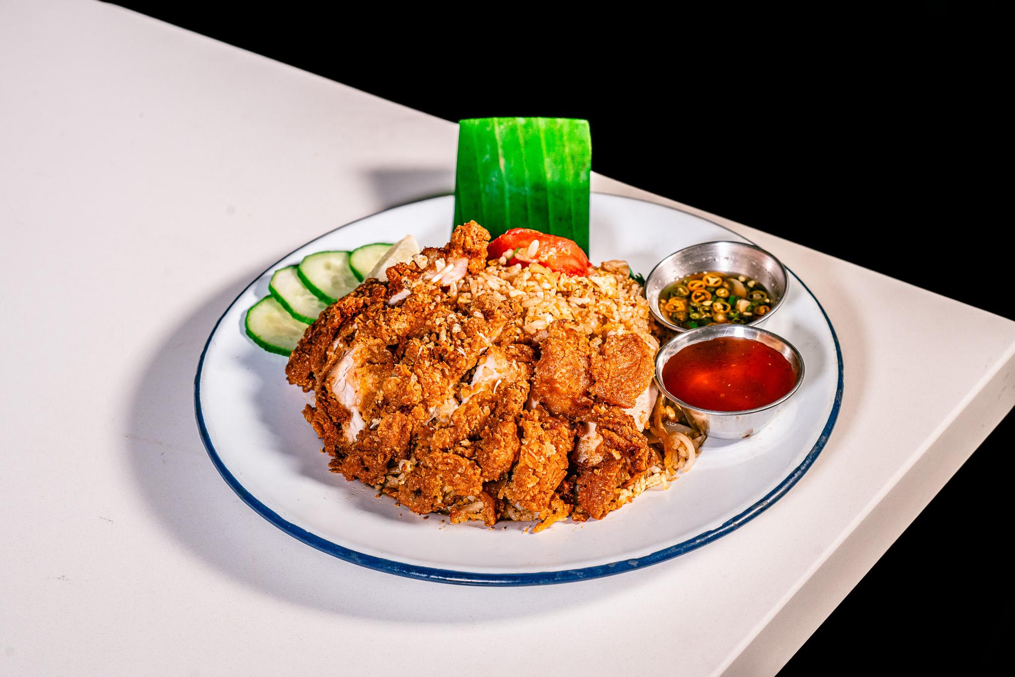 Fried Rice With Fried Chicken.