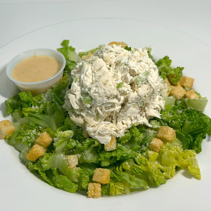 CAESAR SALAD W/ CHICKEN SALAD.