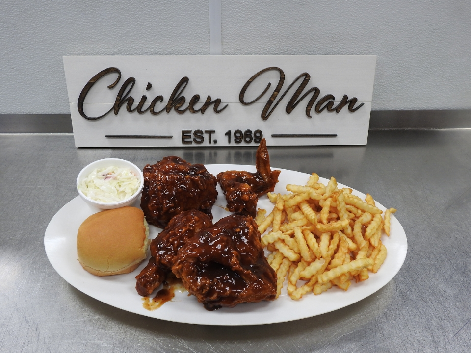 6 Pc BBQ Chicken Dinner.