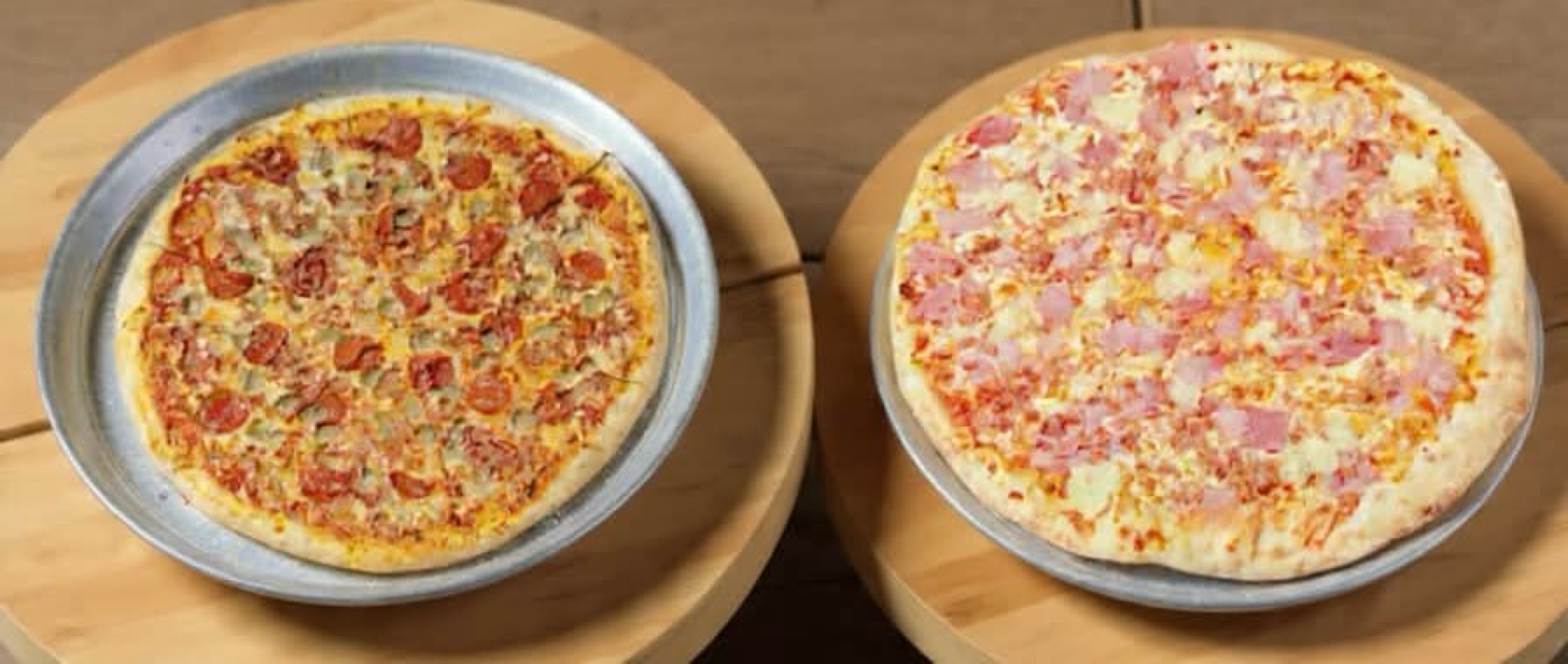 Two Medium 2-Topping Pizzas.