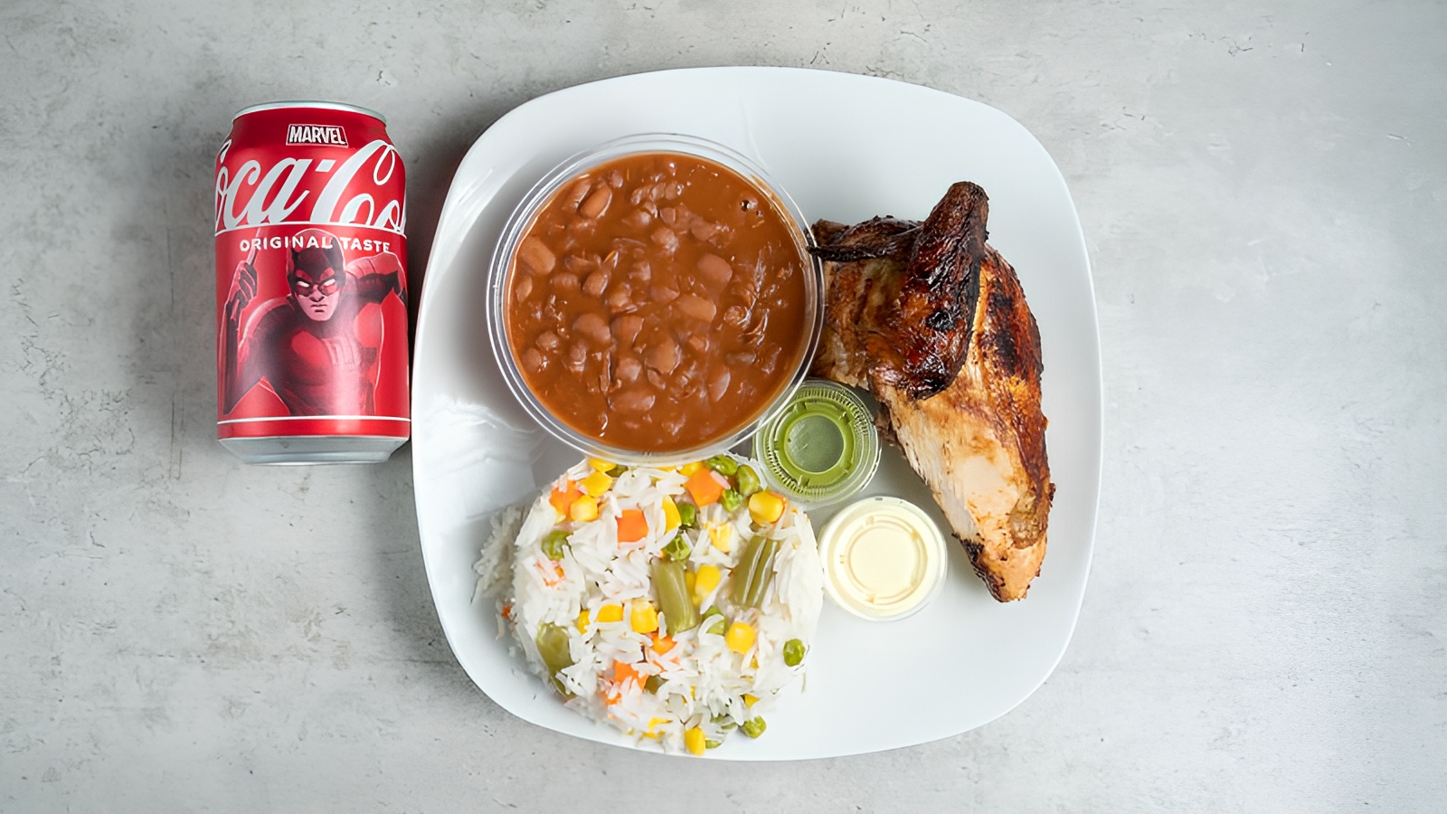 1/4 Chicken + 2 Sides & a 12oz Coke ( 🍗🔥 ).