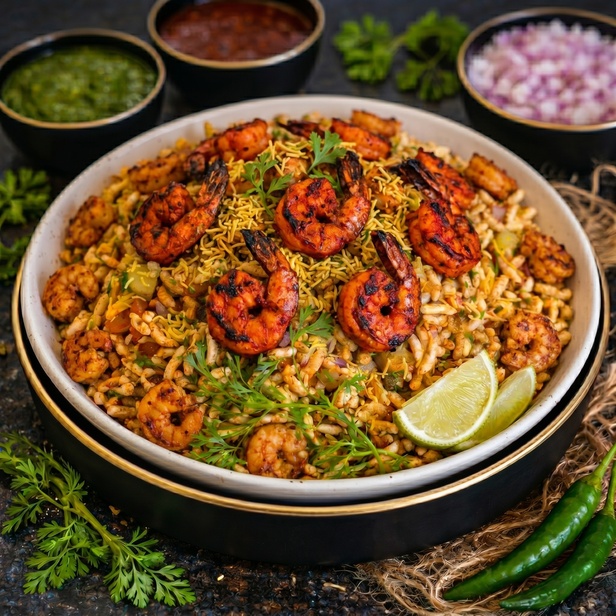 VeerGi Tandoori Shrimp Bhel.