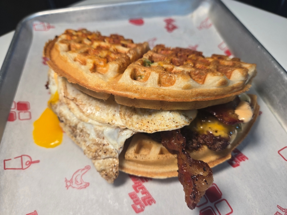 Jalapeno Cheddar Waffle X BrunchBurger.