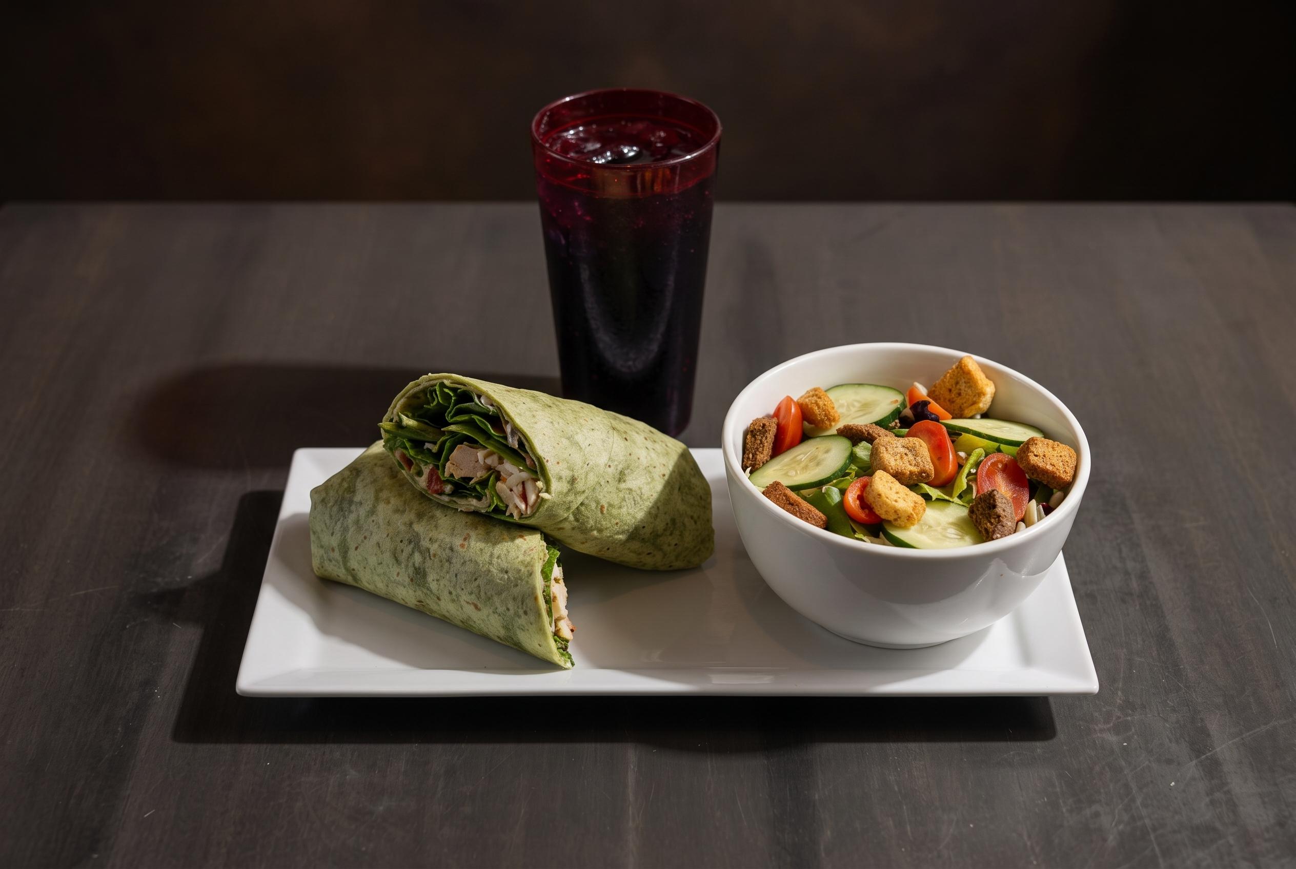 Wrap & Small House Salad.
