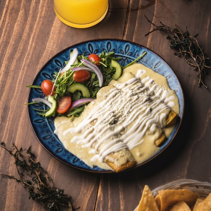 Steak Green Chili Enchiladas.