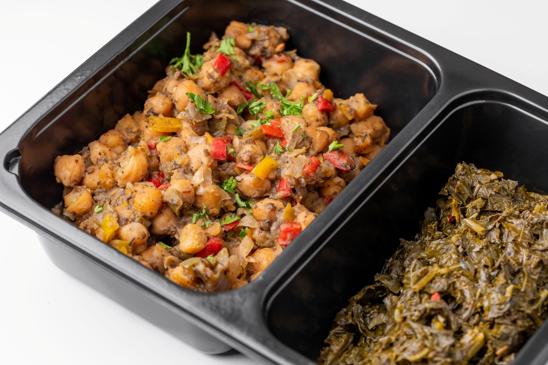 Jerk Chickpeas w/ Braised Kale.