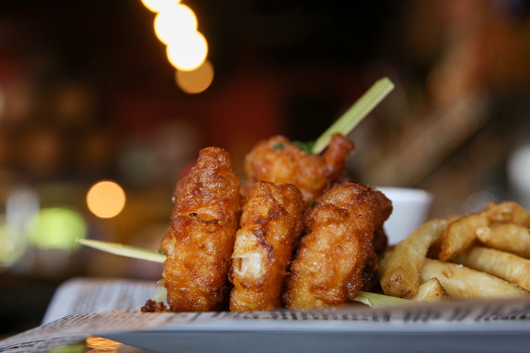 Beer Battered Shrimp N' Chips.