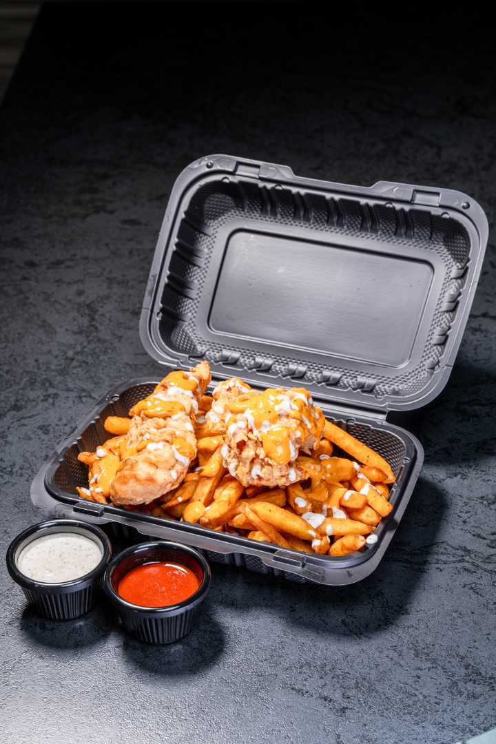 Fried Tender Over-Fries.