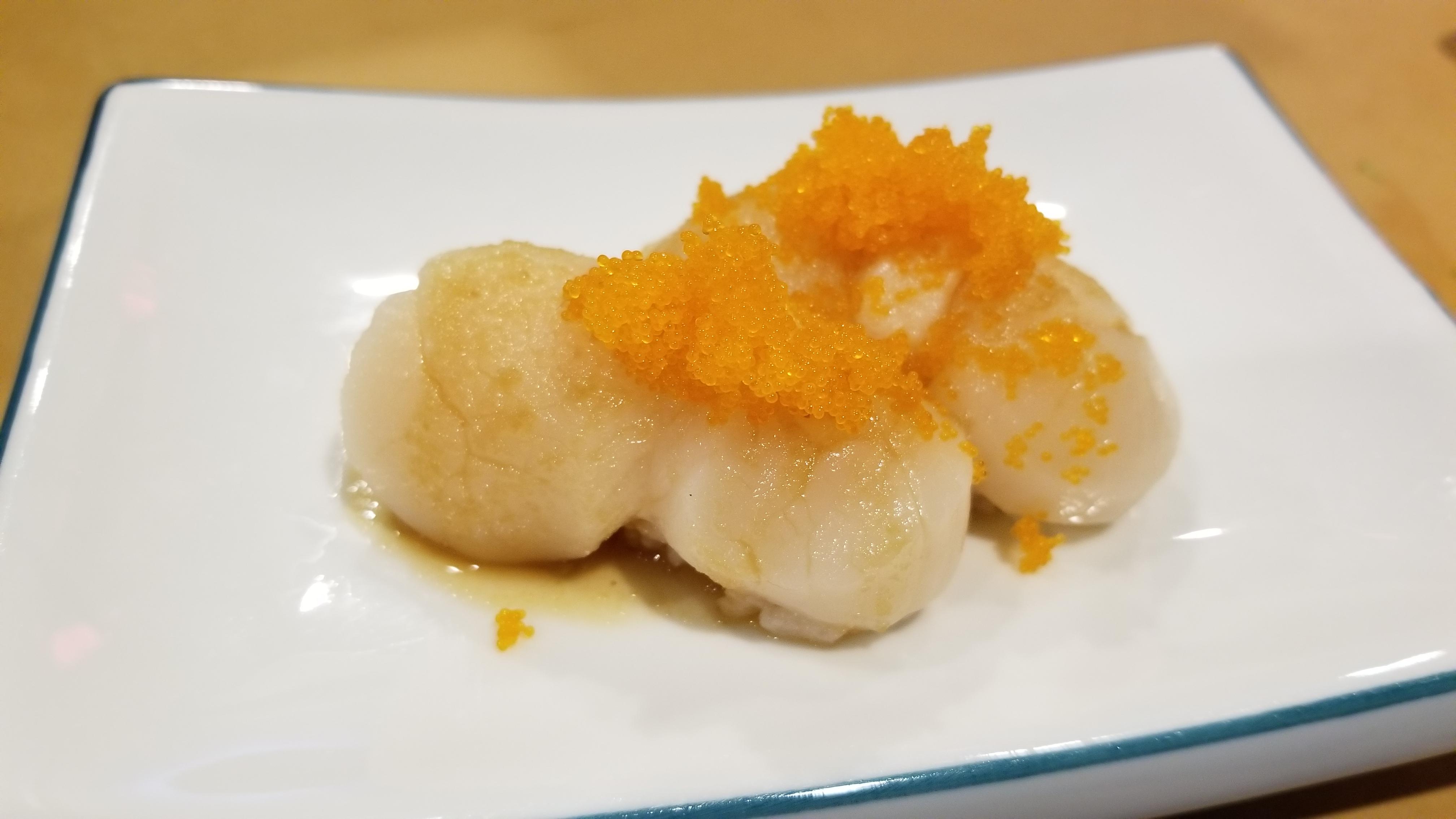 Japanese Big Scallop (Hotate) Sushi.