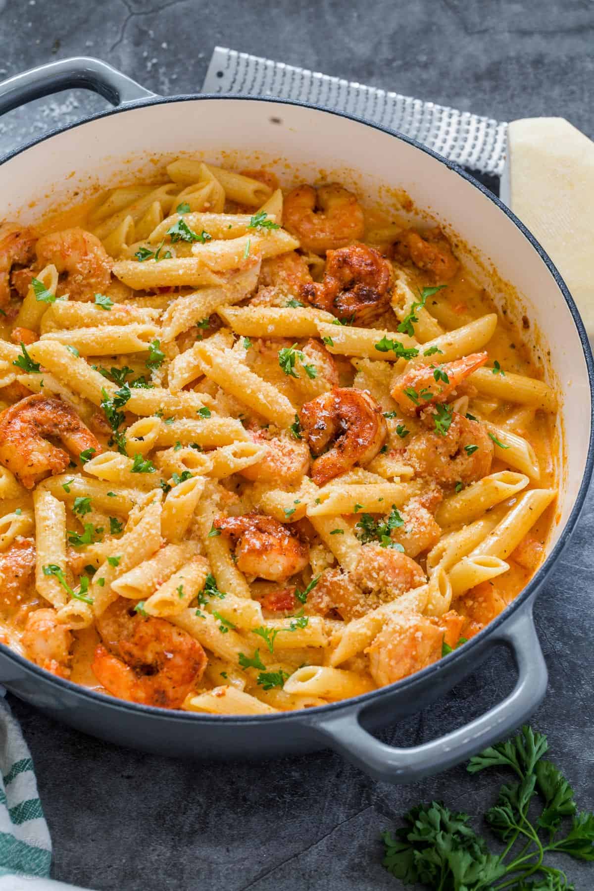 Cajum Shrimp Alfredo.