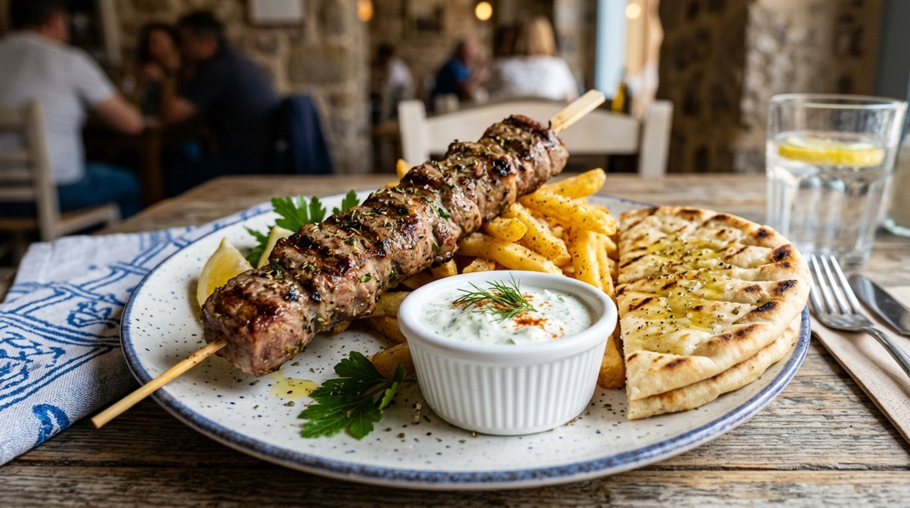 LAMB SOUVLAKI LUNCH.
