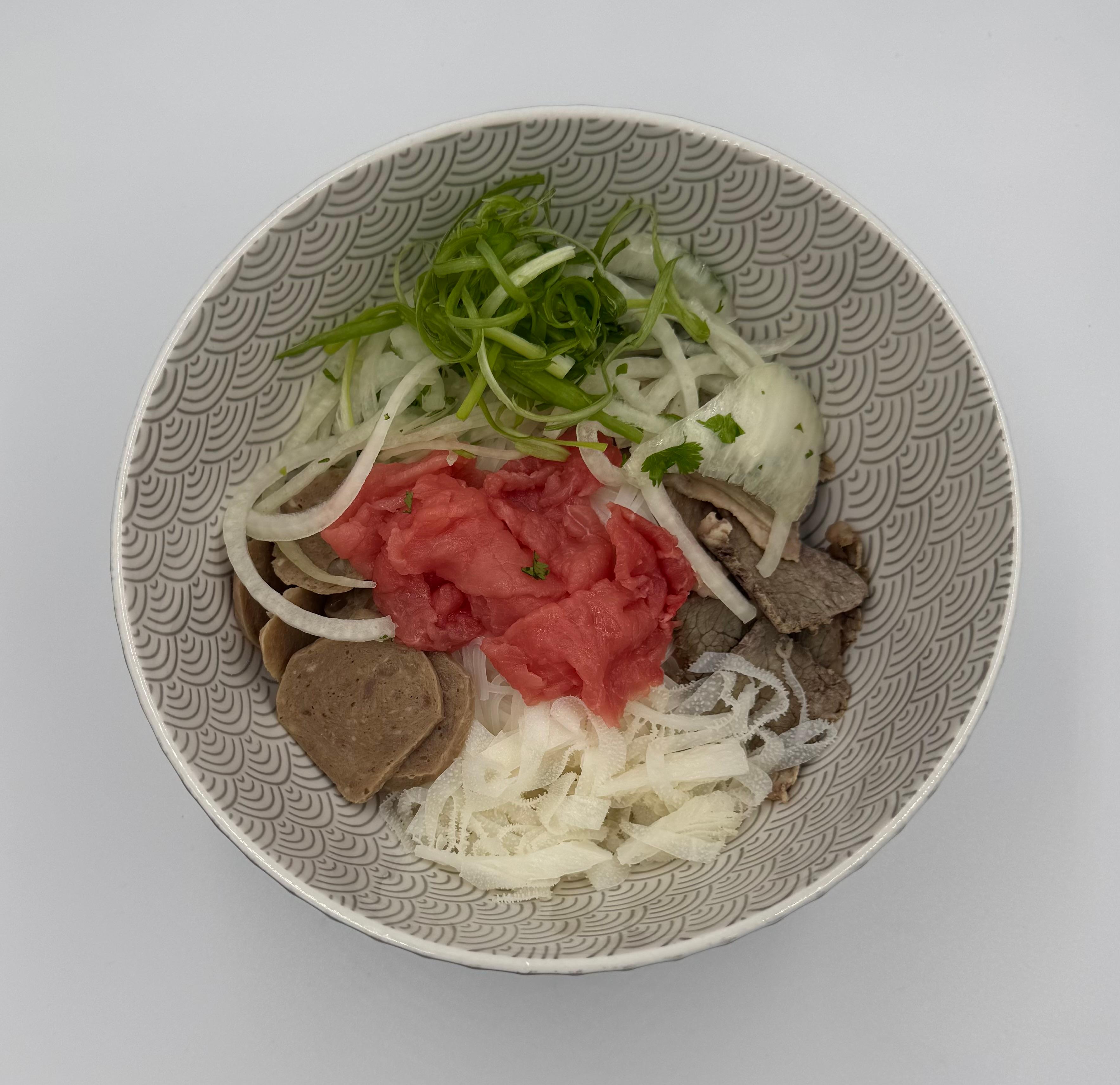 Pho #1 (R) Steak, Brisket, Tripe, Meatball.