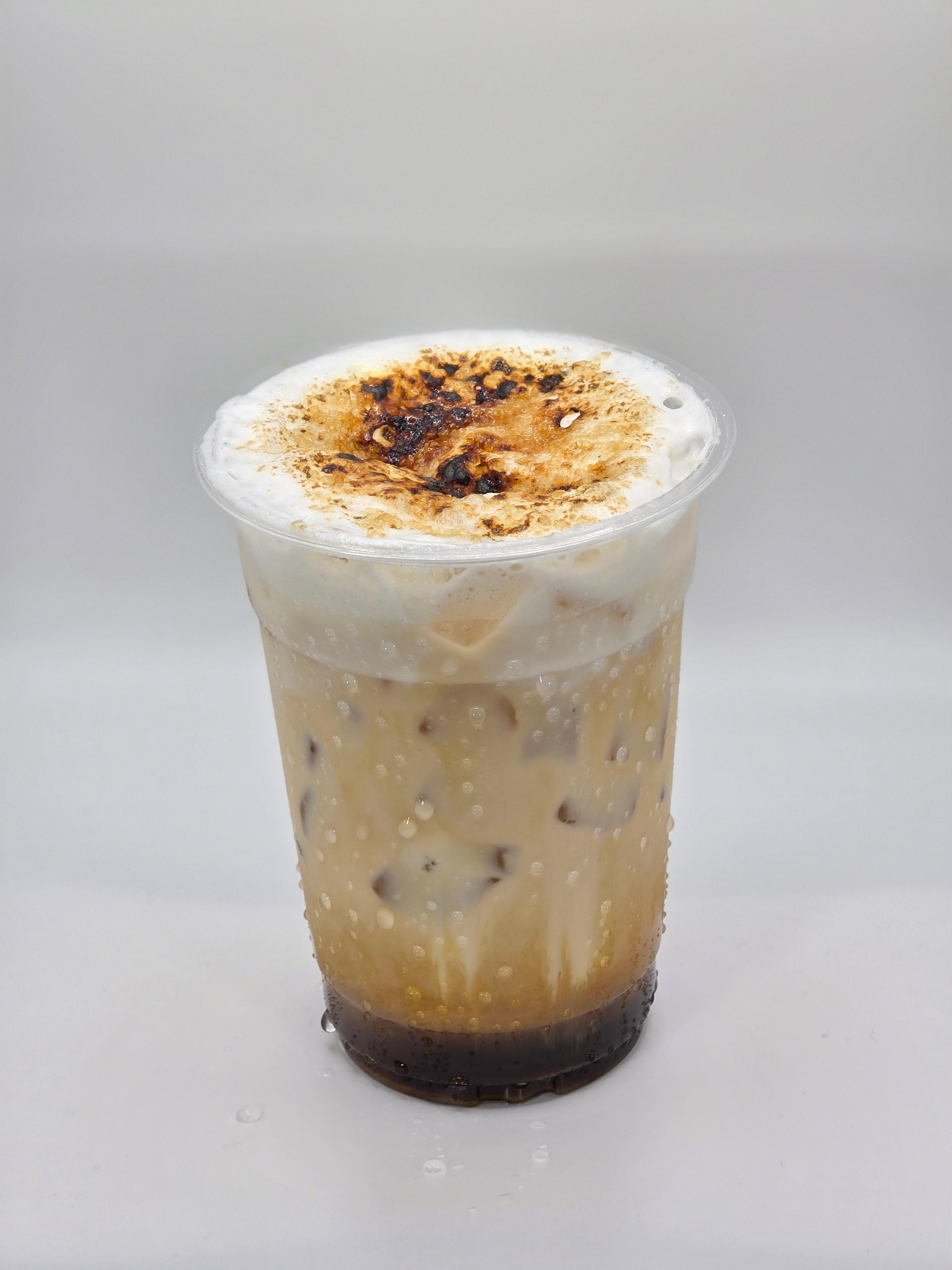 Iced Crème Brulèe Latte (Cold Foam Flamed).