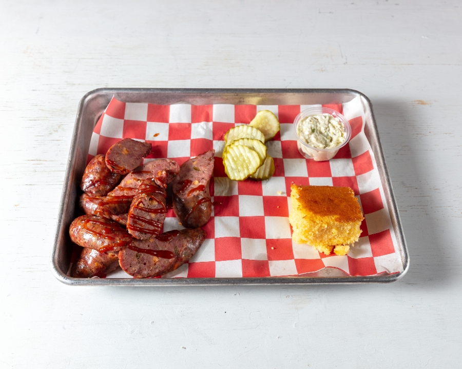 1/2 Pan (5lbs) Smoked Jalapeno Cheddar Sausage.