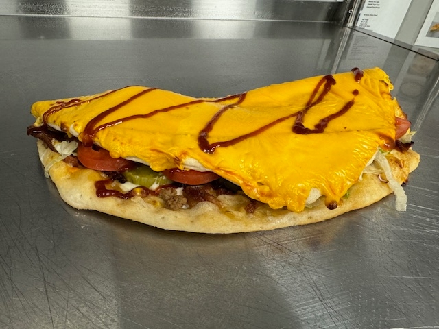 16" Bacon Cheeseburger Pizza.