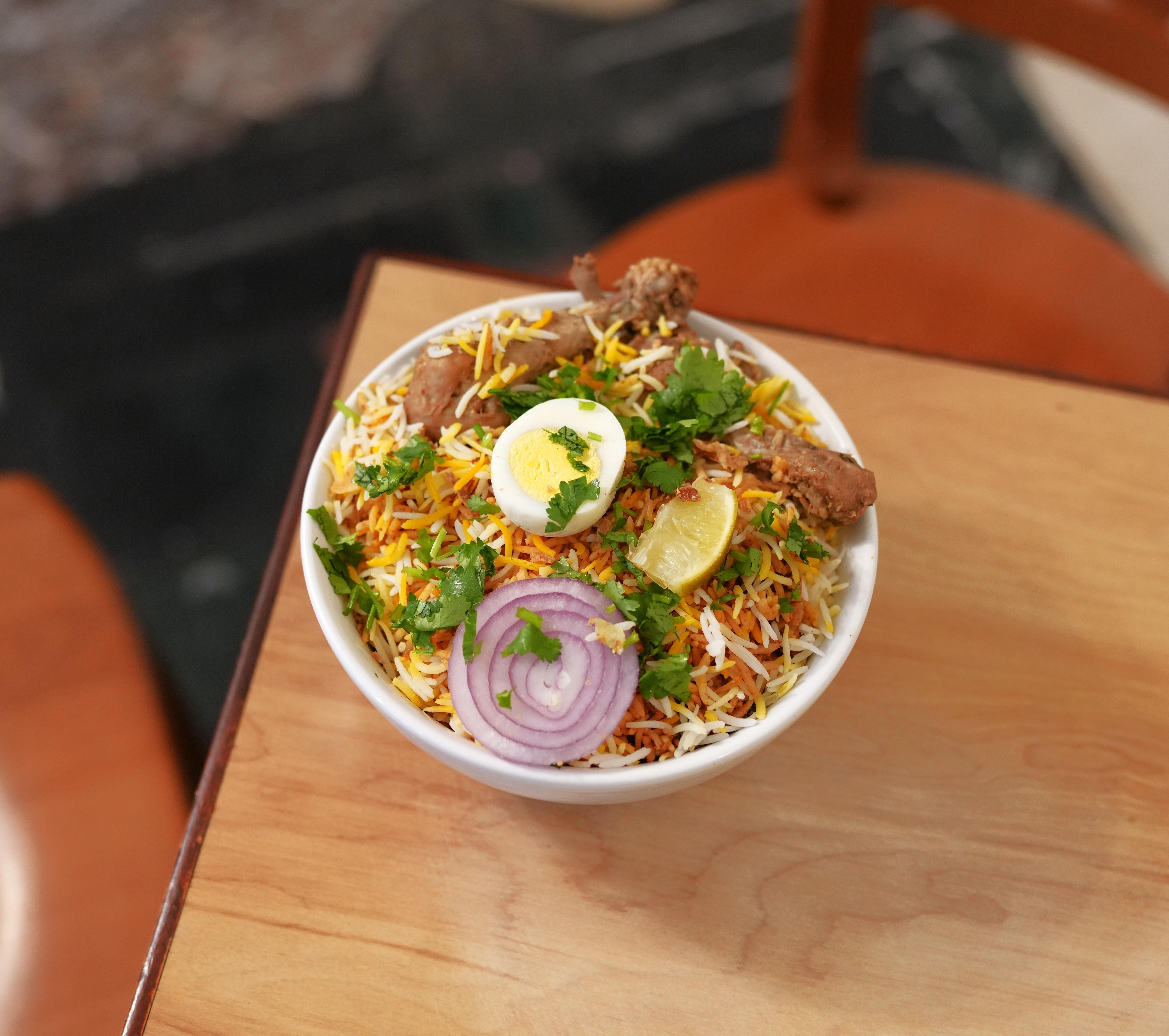 Hyderabadi Chicken Dum Biryani.