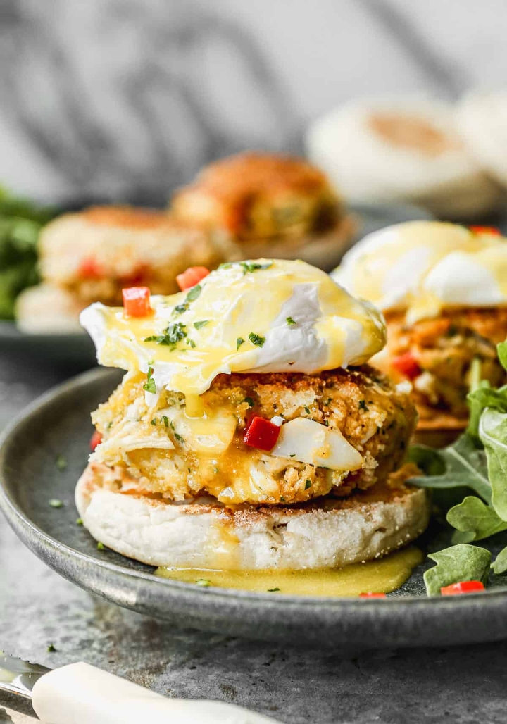 CRAB CAKES BENEDICT.
