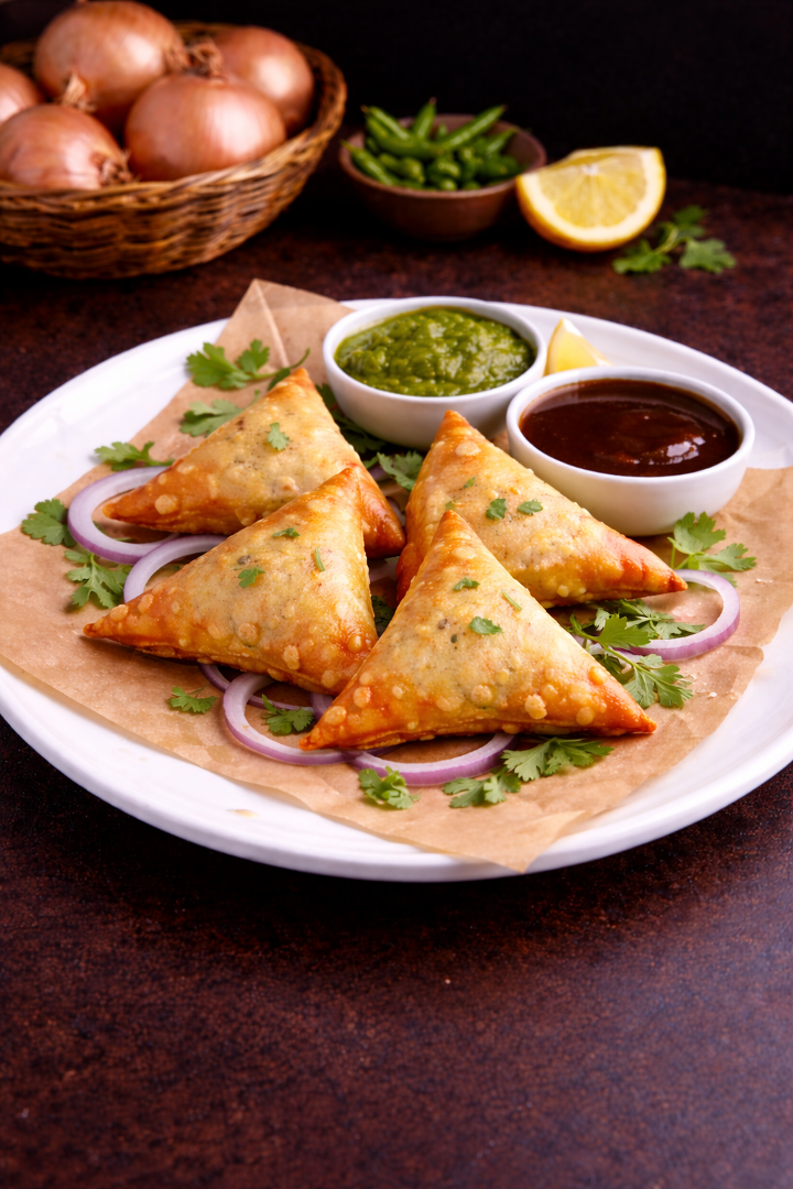 Navrang Onion Samosa (4 pcs).