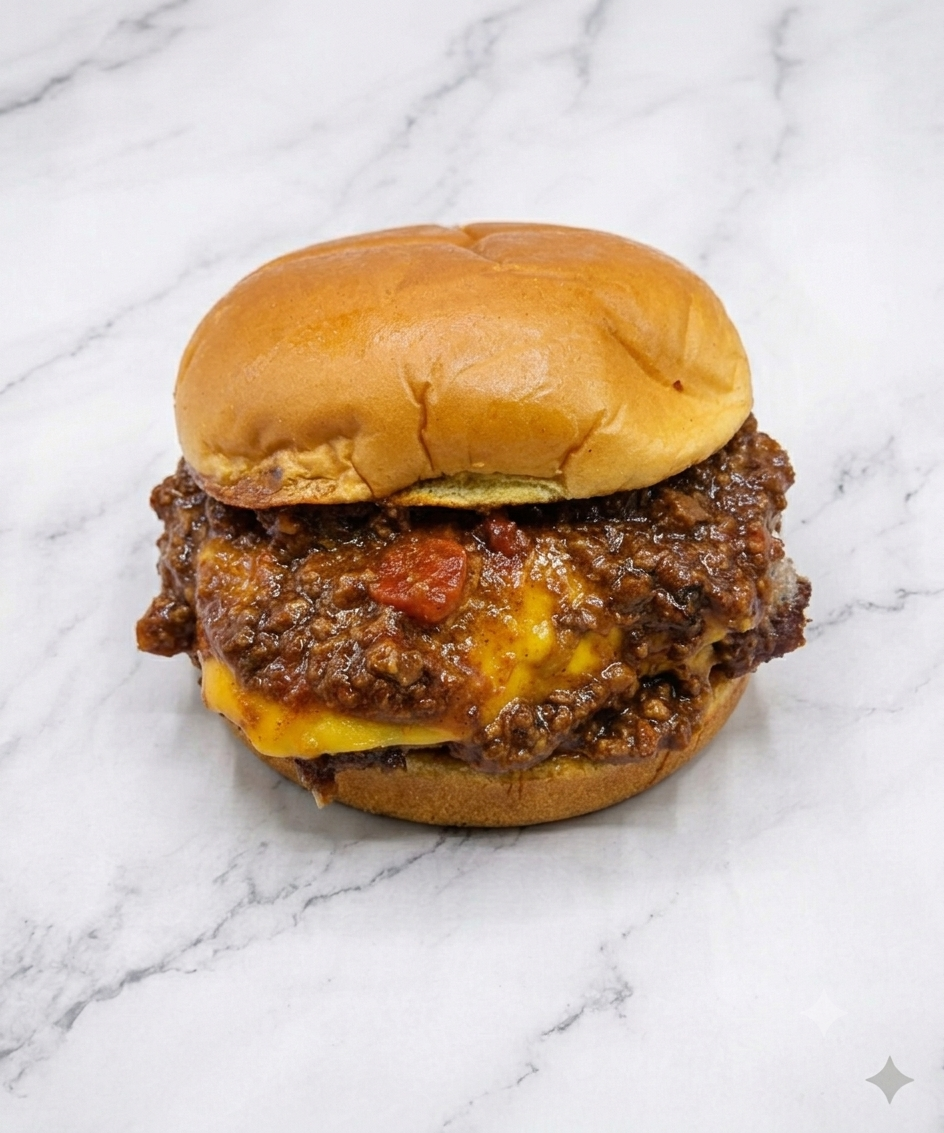 1/2 Lb. Chili Cheese Wagyu Smash Burger.