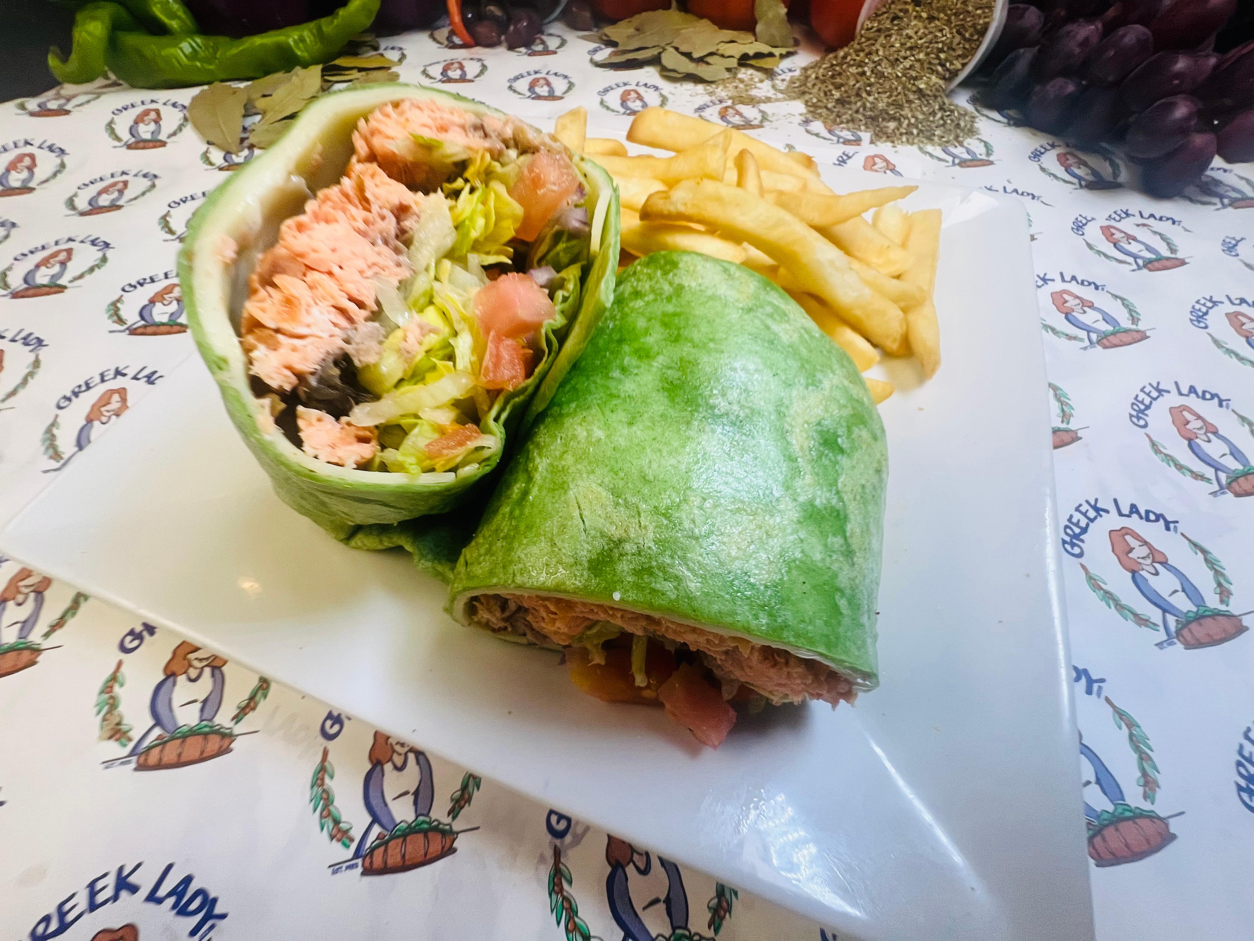 Grilled Salmon Wrap.