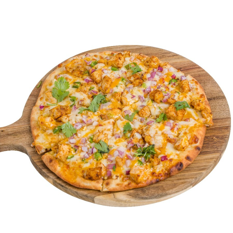 Butter Chicken Naan Pizza.