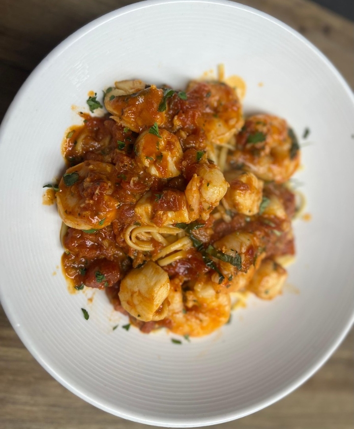 Scallops & Shrimp Diavolo.