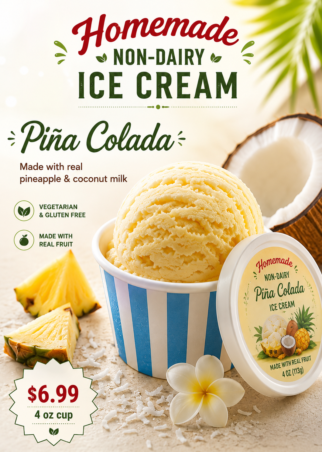 # (Homemade) Pina Colada Ice Cream (4 oz.).